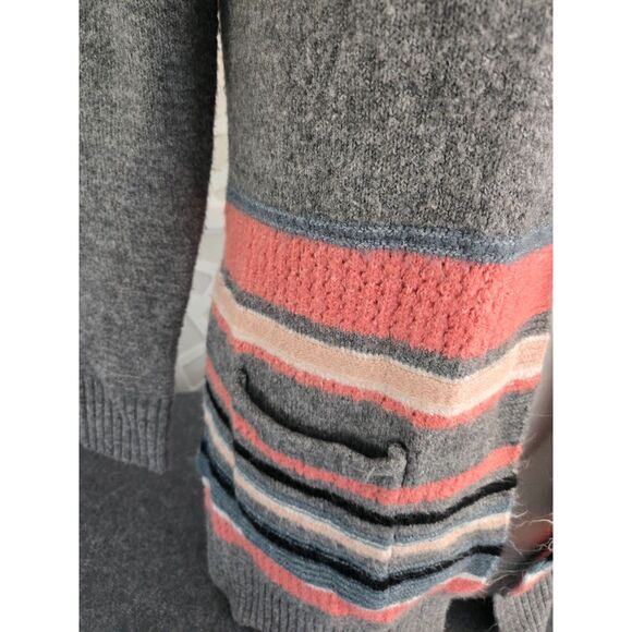 Maurices Cardigan Hooded Sweater Women M Grey Stripe - Picture 2 of 6